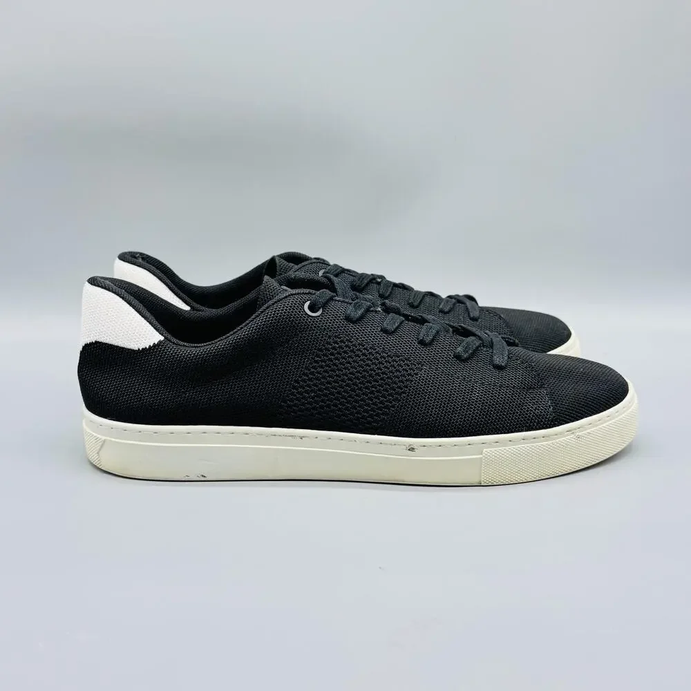 Greats Shoes Mens 10.5 Black White Knit Brooklyn Low Top Casual Lace Up Sneakers